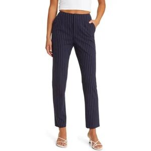 NWOT Open Edit High Waist Pinstripe Pants in Navy & White size small